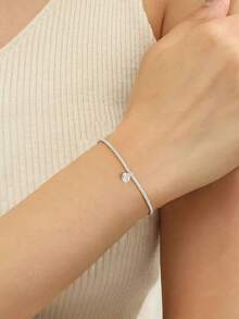 1pc Classic Round Diamond Bracelet, Women's Fashion Bracelet, Suitable For Party, Ball, Exquisite Jewelry Gift, Anniversary Present For Girlfriend - Round Diamond Bracelet - View 5