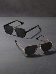 1 件男士复古方形框架时尚眼镜 - 多色 - 查看 9