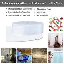 HALMAN Guardapolvo Adherible Para Puerta Evita Insectos Y Polvo 5 M,Rollo de 5m de tira de sellado para puerta anti-robo, tira autoadhesiva resistente al desgaste y a prueba de viento para sellar espacios en puertas, insonorización y protección contra impactos, clima, sonido, agua e insectos,Cinta de sellado inferior de la puerta tiene un adhesivo de alto rendimiento que se adhiere a la mayoría de las superficies y es ideal para marcos de puertas y ventanas. La cinta de sellado inferior de la puerta es resistente al agua, al viento, a la corrosión, al calor, al envejecimiento, al moho y al ácido. Proteger de la lluvia y el frío, proporcionando un ambiente limpio y cálido. - Blanco - Ver 3