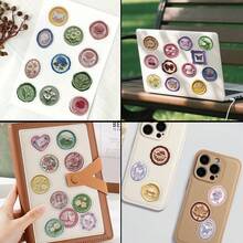 50张PET平面蜡封风格透明贴纸，可爱卡通动物植物花卉贴纸，透明文具贴纸，剪贴簿贴纸，防水贴纸，适用于滑板、行李箱、笔记本电脑、保险杠、主题派对用品