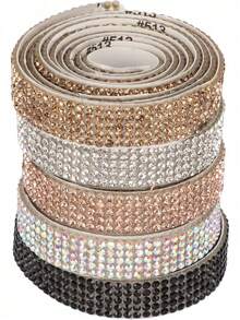 Estilo5 Rollos De Tiras Autoadhesivas De Diamantes De ImitacióN, 1 Yarda/Rollo De 1 Cm De Ancho, Cinta De Diamantes De ImitacióN De Cristal Ostentoso Cortable Para DecoracióN De Manualidades DIYVersióN Mejorada - 1 - Ver 7