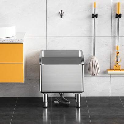 Floor Mop Sink,  Stainless Steel Mop Service Basin, Laundry Mop Sink For Kitchen 45 X 41 X 55 Cm