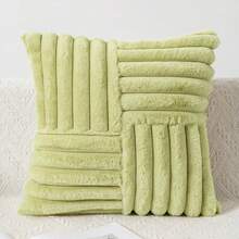 2pcs Plush Decorative Throw Pillow Covers, Soft & Fluffy Waist Cushion Covers, Comfortable Striped Faux Fur Pillow Shams, Suitable For Bedroom Bedding, Home Decor, Sofa, Camping, Outdoor And More Occasions. - Matcha Green - View 9