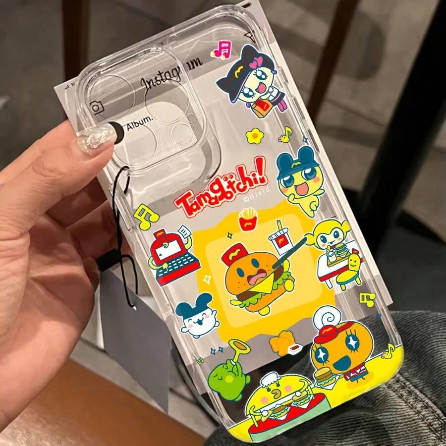Fundas Transparentes de TPU Suave con Diseño de Hamburguesa Japonesa para iPhone 16e, 16, 15, 14, 13, 12 Pro Max, X, XR, XS MAX, 8 y 7 Plus - Estuche Electrónico para Mascotas - Color 1 - Ver 1