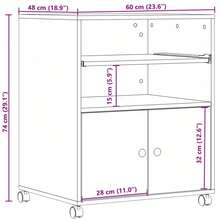 vidaXL Support d'imprimante avec roulettes blanc 60x48x74 cm - Blanc - View 3