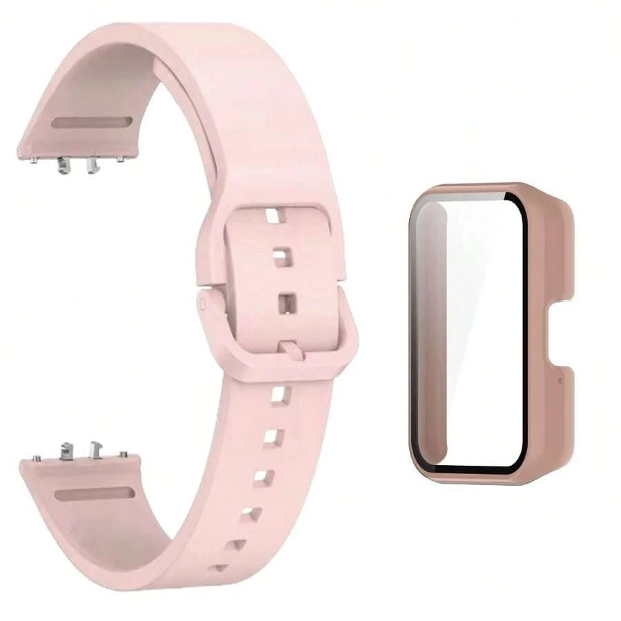 Quick-Release Silicone Wristband + Case Kit For Galaxy Fit 3 Smartwatch - ROSE/ROSE - View 1