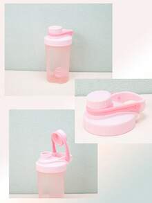 1个500毫升粉色保温摇摇杯，便携式个人杯，带搅拌球，健身必备运动水壶 - 适用于蛋白粉，摇摇杯，塑料杯