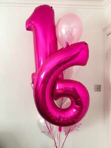 1pc 40-Inch Hot Pink Number Balloon, Large Size Giant Polyester Film Helium Bright Hot Pink Balloon, Suitable For Birthday Party, Celebration Decor, Graduation, Anniversary, Baby Shower, Photo Shoot - Multicolor - View 7