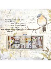 Estilo18 Rollos De Cinta Adhesiva Vintage Butterfly Botanical Nature Washi Cinta Para Bullet Journal, DIY, Scrapbooking, Blocs De Notas, Envoltura De Regalos, Artes Y ManualidadesVersióN Mejorada