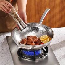 304 Stainless Steel Nonstick Frying Pan, Healthy & Cookware, Suitable For Induction Cooktop & Gas Stove, Uncoated Flat Bottom Pan