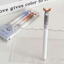 Dongmi's New Cute Pet Deer Push-Up Gel Pen, High-Value Appearance Cute And Funny Stress-Relieving Brush Pen, 0.5mm Quick-Drying Black Pen, Suitable For Students To Take Notes And Brush Questions - Black - View 17