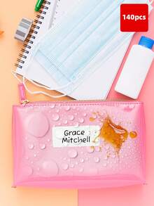 1-280pcs Customized Name Label Stickers, Suitable For Small Businesses, Summer Camps, Gym Bags, Office Supplies, Product Packaging, Transparent And White Paper Options, Tear-Resistant, No Residue Adhesive, Suitable For Entrepreneurs, Teachers, Families, Custom Name Stickers For Back-To-School Organization And Branding,Wallpaper Stickers Wall - Rose Red - View 27
