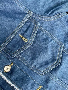Fleece Lined Denim Jacket Men Winter Warm Coat Slim Fit Vintage Style Multiple Pockets Korean  Casual Jacket - 淺藍色 - 查看 4