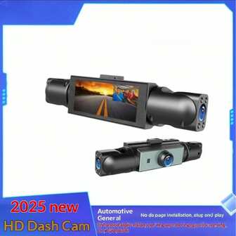 1080P Dash Cam med 3 linser - Infraröd nattseende, 170° vidvinkel och inbyggt ljud, loopinspelning, G-sensor - Fartkamera med 24-timmars parkeringsläge, lämplig för ny bil, julklapp, skolstart, dashcam, roadtrip-kamera, strömlinjeformad design, diskret inspelning, robust installation, för bilägare och vagnparkschefer