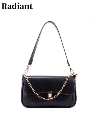 Este bolso baguette simple y casual para mujer es un bolso de hombro elegante y versátil con un cierre de metal y adornos de cadena. Adecuado para ir al trabajo, de compras, salidas, citas y uso diario.