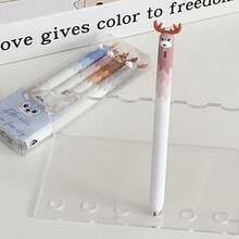 Dongmi's New Cute Pet Deer Push-Up Gel Pen, High-Value Appearance Cute And Funny Stress-Relieving Brush Pen, 0.5mm Quick-Drying Black Pen, Suitable For Students To Take Notes And Brush Questions - Black - View 12