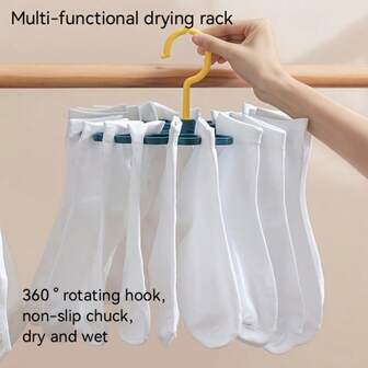 20-Clip Rotating Sock Drying Rack, High Capacity/Hanging Style, Sock & Underwear Drying Rack, Suitable For Balcony/Dorm/Laundry Room, Space-Saving