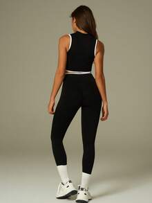 UONNOU Áo tank top thể thao không tay dành cho nữ, kiểu dáng năng động, thích hợp cho các hoạt động thể thao ngoài trời, yoga, tập gym, chạy bộ, mặc hàng ngày, đi làm, dự tiệc, lễ hội, bộ đồ thể thao ngoài trời thời trang bốn mùa, phong cách xuân/thu. - màu đen - Xem 11