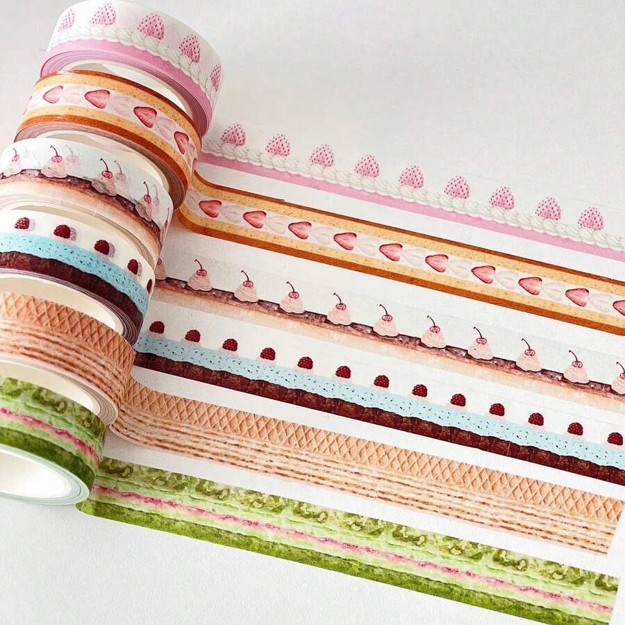 Washi Tape, Japanese Style Scrapbooking Tape, Sweet Dessert & Pastry Themed, Korean Style - Pink - View 1