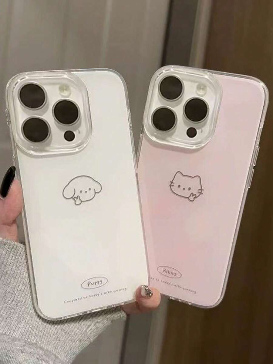 1Piece Kitten And Puppy Couple Set Phone Case For Iphone17 IPhone17Promax 17Air 17 16ProMax 16Pro 16Plus 16 15Promax 15pro 15Plus IPhone12Promax 12Pro 12/11 Suitable For Girls, To Give To Eelatives, Friends, Classmates, Best Friends,Valentine's Day Gifts - Multicolor - View 1