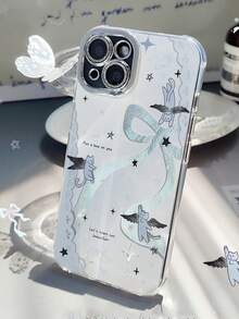 复古艺术天使设计手机壳，兼容 17 Pro Max/17 Pro/17 Air/17/16 Pro Max/15 Pro Max/14 Pro/13 Pro，内置镜头保护膜，也适用于 15 Pro/16 Plus 和新款 15/16 机型。 - 白色 - 查看 5