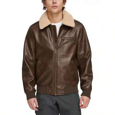 Levi's Men's Sherpa Collar Faux Leather Bomber Jacket |