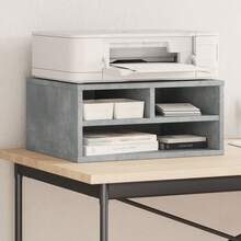 vidaXL Support d'imprimante gris béton 49x40x22,5 cm ingénierie du bois - Gris - Voir 2
