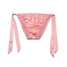 Women Silk Panties Lightweight Briefs Smooth Breathable Satin Bikini,Sexyys Tie-Side Underwear Daily Fit Comfort,OrangePink - OrangePink - 查看 4