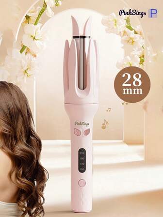 PinkSings One-Key Automatic Hair Curler With 28mm Barrel, Left & Right Auto Curler Wand With 4 Temperature Modes, Negative Ion Generator, Intelligent Timer & Sensor, Auto Shut-Off Best Christmas Gift