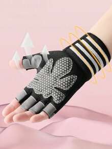 1 Pair Men's Breathable Wrist Protection Gloves, Gym Weightlifting Dumbbell Half Finger Sports Gloves, Outdoor Cycling Wear-Resistant Breathable Half Finger Gloves, Sports Training Unisex Half Finger Gloves Vacation Outfits - Multicolor - View 4