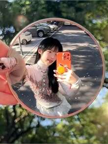 1个旅行自拍凸面镜，广角玻璃镜，小圆镜，可用于记录脚印，手持摄影道具，适合户外旅行摄影和家居装饰 - 彩色 - 查看 4