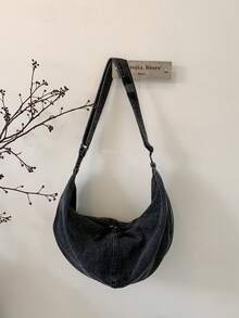 peach tree Denim Canvas Tote Bag, Women's Vintage Minimalist Style Shoulder Bag, Large Capacity Foldable Crossbody Bag For Daily Commute, Shopping, Travel, Party, Cosmetic Storage, Girlfriend/Birthday Gift, Fashion Accessory