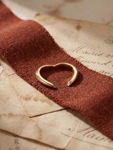 1 Stück eleganter V-förmiger funkelnder Zirkonia-Ring, 925er Sterling-Silber, Geschenk für modebewusste Frauen, geeignet für Bälle, Zusammenkünfte und Partys - Gebogener Öffnungsring - Übersicht 2