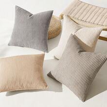 [Free Shipping]MIULEE Boho Farmhouse Neutral Cream Throw Pillow Covers 18x18 Inch Set Of 4 Mordern Nordic Cushion Covers Soft Corduroy Home Decor For Couch Bed Sofa Living Room - 奶油色,18英寸x18英寸,4件裝 - 查看 8
