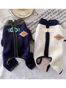 1pc Thermal Lined Warm Stand Collar Pet Clothes, Zip-Up Design, Autumn/Winter, Suitable For Dogs Like Poodle And Teddy Bear - Multicolor - View 7