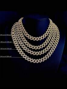 1 chiếc dây chuyền mắt xích Cuban Link lấp lánh, dài 18-24 inch, quà tặng cho Ngày Valentine, Ngày của Cha, các ngày lễ, tiệc tùng. - Vòng cổ - Xem 2