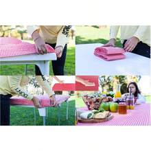 Fitted Tablecloth Vinyl Red and White Checkered 34 x 34 in Christmas Square Card Table Cloth Elastic Corner for Folding Table Cover Picnic Birthday Camping Garden Banquet Outdoor Indoor - Cuadrorojoyblanco - Ver 4