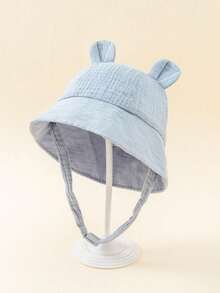 1pc Unisex Baby Cute Ear Solid Color Simple Breathable Comfortable Casual Versatile Sun Visor Bucket Hat - 1PC - View 10