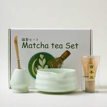 Matcha Tea Sets, Available In Various Styles, Include Tea Ceremony Accessories. Made Of High-Quality Porcelain And Natural Bamboo, These Sets Make Thoughtful Gifts For Tea Lovers, Perfect For Home, Office, Or Matcha Cafes. - 4-piece Set - Matte Light Green - View 8