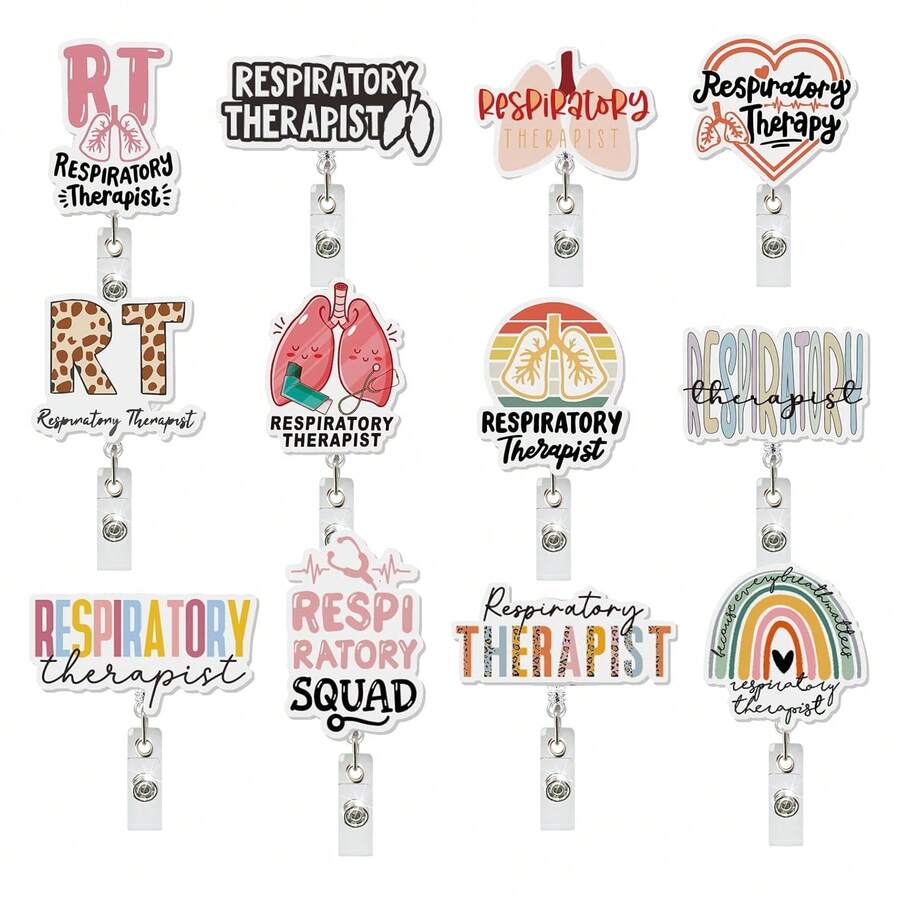 1pc Acrylic Respiratory System Badge Clip - RT Lung Design, Retractable Clip For Medical ID Card And Conference Name Tag - Multicolor - View 1