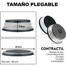 Juego de 2 Piezas Tapa Microondas Plegable Cubierta Para Microondas Tapa de Microondas Con Agarre Cubierta Plegable Para Microondass Negro y gris - Negroygris - Ver 2
