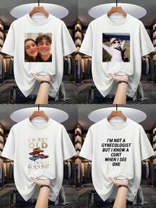 Customized Men's T-Shirts, Shirts, Fashion Tops, Customizable Patterns, Heat Transfer Printing, Celebrities, Sports, Anime, Patterns, Hobbies, Customized Gifts, Holiday Gifts - White - View 2