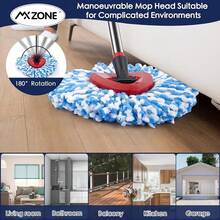 Spin Mop Head Replacement Base Handle Compatible With O Cedar Rinse Clean 2-Tank System, 4 Replace Heads, 1 Mop Handle, 1 Base And 1 Scrub Brush Combo Set,7pcs2-TankMopSet - Bộ lau nhà 2 bình chứa 7 món - Xem 5