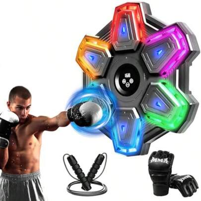 Music Boxing Machine With Boxing Gloves LED Electronic Wall-Mounted Boxing Punching Machine Musical Boxing Training Machine For Adults Workout Equipment For Home Gym
