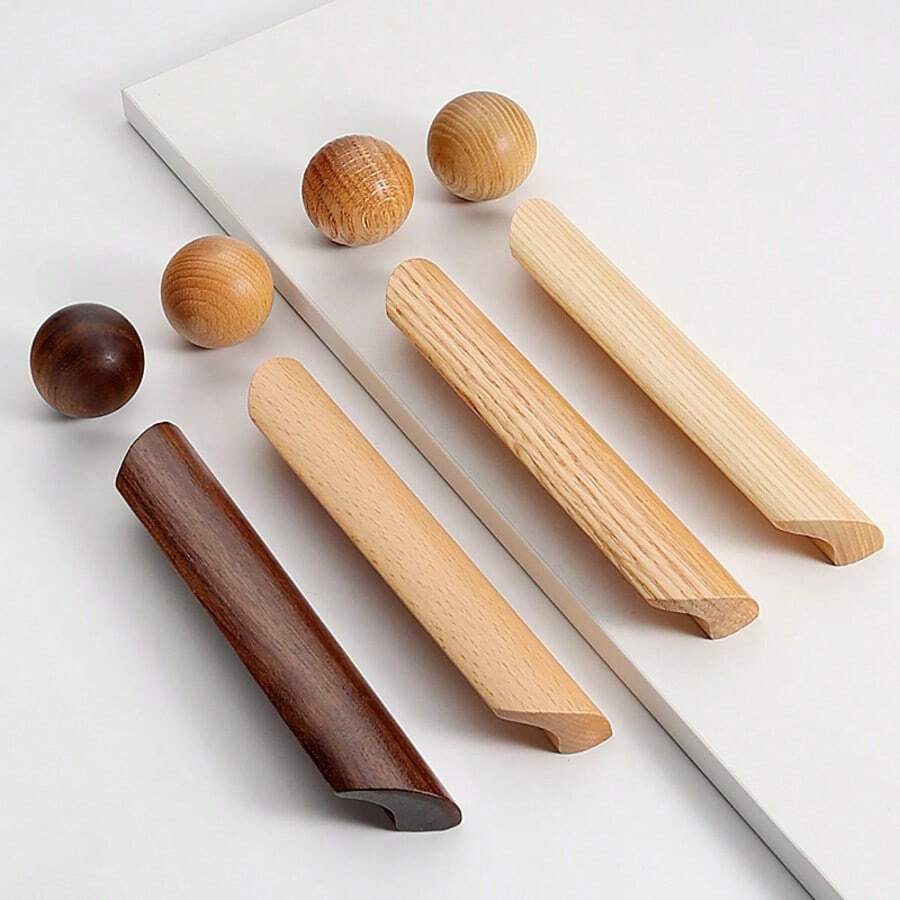 Natural Wood Furniture Handles, Kitchen Cabinet Door Handles, Cupboard Drawer Pulls, Walnut Wood Cabinet Drawer Handles, Furniture Hardware - Multicolor - View 1