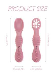 2PCS Personalized Customization Name Baby Silicone Utensils Mini Spoon Food Feeding Accessories Solid Color Baby Tableware Baby's Cutlery - Multicolor - View 10