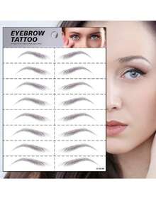 1pc 6D Realistic Eyebrow Tattoo Sticker, Waterproof Eyebrow Tattoo Decal - Black - View 3