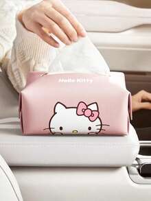 Sanrio Hello Kitty车载纸巾盒，创意可爱扶手纸巾架，手绘汽车内饰纸巾盒，带挂绳 - 彩色 - 查看 2