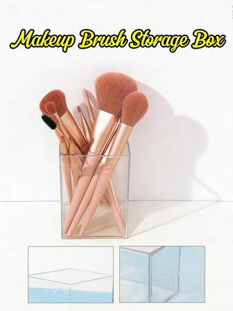 1 pieza Organizador de escritorio de acrílico transparente para bolígrafos, superficie pulida para brochas de maquillaje, bolígrafos, almacenamiento de artículos de papelería, adecuado para uso doméstico y de oficina