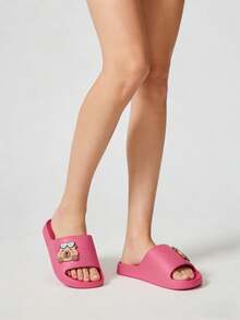 Cute Capybara Slide Sandals For Women & Men - Pink Heart Sunglasses Cartoon EVA Slippers | Summer Non-Slip Thick Sole Comfortable Lightweight House Shoes | Bathroom Shower Slides Aesthetic Casual Indoor Outdoor Footwear Adult Size Soft Cushion Cozy Popular Daily Fashion Footwear - Rose Red - View 4